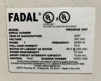 USED 2007 FADAL VMC-8030 VHT