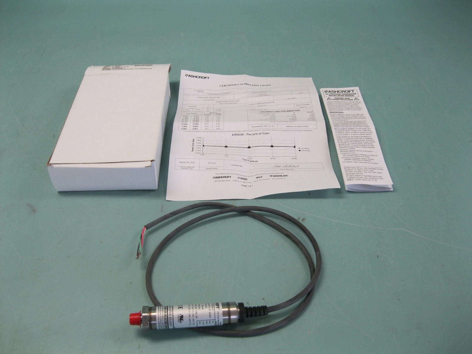 Ashcroft E2GC3CM0142FCX03F30 Pressure Transducer 0-30 PSI NEW H7