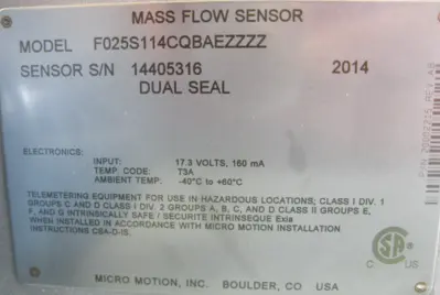 NEW Micro Motion F025 S114CQBAEZZZZ