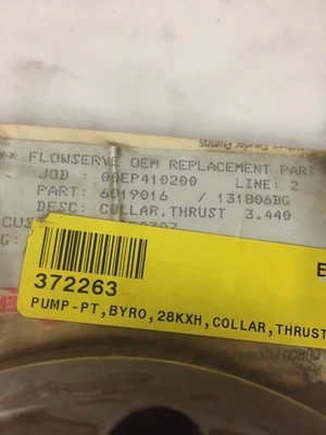 New | in-Stock Flowserve 6019016 131806BG Pump Parts Indiana US | J&J Industrial Supply #504920