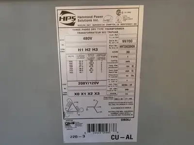 Used HAMMON POWER SOLUTIONS INC. NMT20K030KBK Transformers British Columbia CA | Lenmark #477573