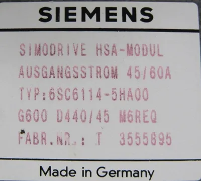 USED SIEMENS 6SC6114-5HA00 SIMODRIVE 6SC61145HA00 45/60A