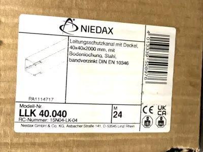 USED NIEDAX CHANNEL CABLE TRAY 40X40MM 2M WITH COVER LOT OF 12