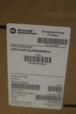 Allen Bradley 20G1ANE192JN0NNNNN PowerFlex 755 REMANUFACTURED DRIVE STOCK GF179