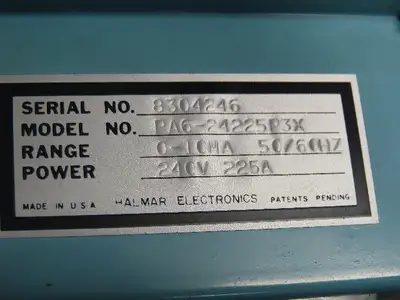 Halmar PA6-24225P3X Thyristor Power Controller Range 0-10MA 240V 225A