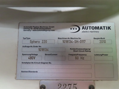 Automatik/Gala Underwater Pelletizing System  up to 22,000 lbs.hour – New 2010