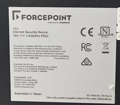 Forcepoint 330-C1 Internet Security Device 330 Series (BIN312)