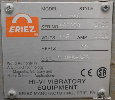 Used ERIEZ 26C Bucket Elevators Illinois US | Aaron Equipment #1277492