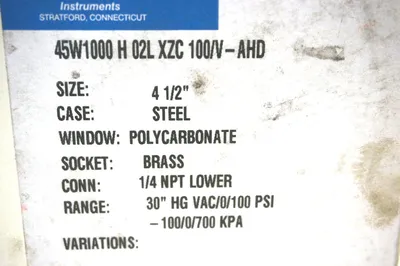 NEW ASHCROFT 45W1000-H-02L-XZC PRESSURE GAUGE 45W1000H02LXZC