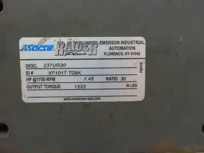 Morse Raider Plus 237UR30 Worm Gearbox 30:1 Reducer 1.45Hp 58rpm RH Output