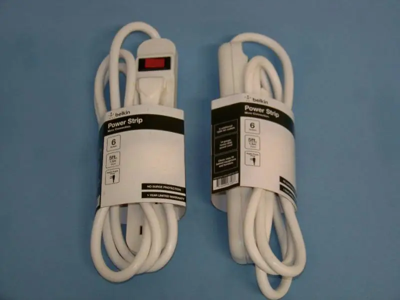 (2) Belkin 6-Outlet Power Strips - White - NEW IN PACKAGING