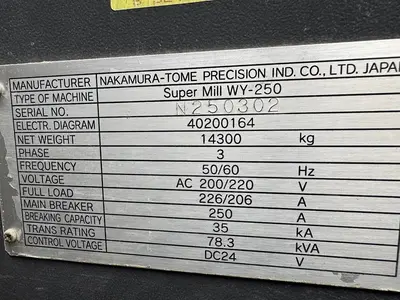 USED NAKAMURA-TOME SUPER MILL WY-250S
