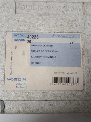 Lot of 20 New Woertz 4322 4022S 660v Junction Terminal