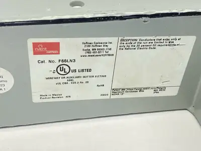 F66LN3,19950 | Hoffman F66LN3 Nipple Lay-in Hinged-Cover Gray 6" x 6" x 3" 19950 - Used
