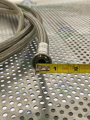 USED 240" STAINLESS STEEL BRAIDED HOSE W/ 1" TO 1/2" SANITARY FITTING