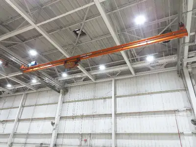Cleveland Tramrail P&H 2 Ton Single Girder Underhung Bridge Crane 45' 10" Span