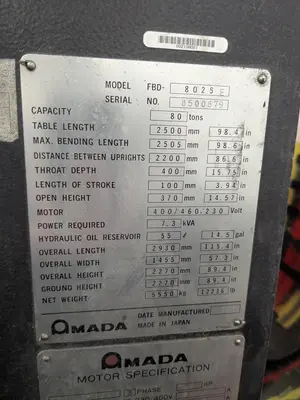 1996 AMADA FBD-8025E Press Brakes | Shelby Machinery LLC (3)