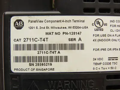 Allen Bradley 2711C-T4T PanelView Component 4" Touch Screen & 4-Key Input 24V