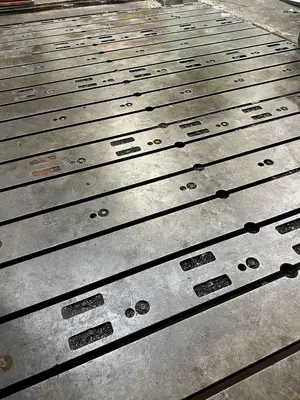 12' X 12' X 14" STEEL T-SLOTTED FLOOR PLATE: STOCK #23497