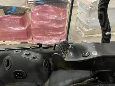 2019 12,000 POUND HYSTER MODEL S120FTPRS ENCLOSED CABIN ROLL CLAMP FORKLIFT