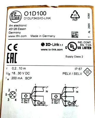 NEW IFM O1DLF3KGI/O-LINK-O1D100 PHOTOELECTRIC SENSOR O1DLF3KG I/O-LINK O1D100