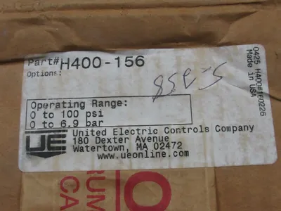 NEW UNITED ELECTRIC H400-156 PRESSURE SWITCH H400156