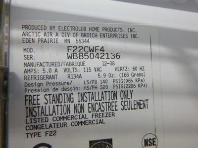 Arctic Air Singe Door Freezer