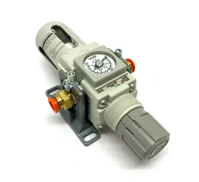 AW20K-N02-1CZ-B | SMC  Modular Filter Regulator 3~30psi Set Press w/ Dual Spacers - New – Open box
