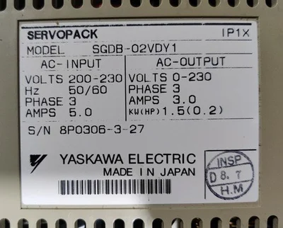 USED YASKAWA SERVOPACK SGDB-02VDY1