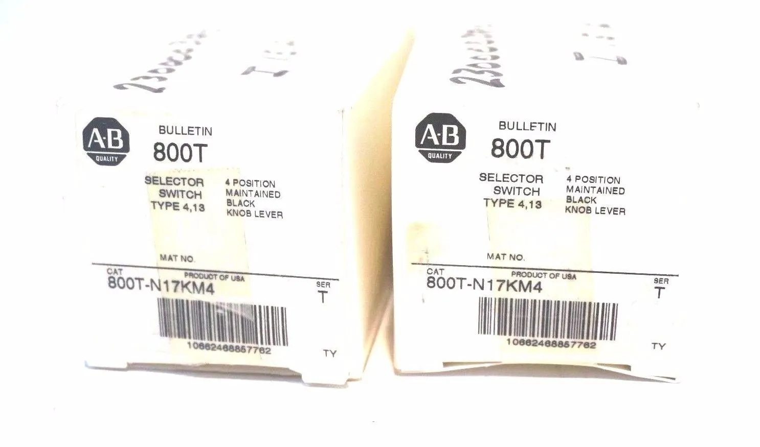 2 NEW ALLEN BRADLEY 800T-N17KM4 SELECTOR SWITCH SER.T 800TN17KM4