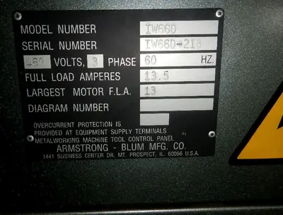 ARMSTRONG BLUM/ SPARTAN MODEL IW66D HYDRAULIC IRONWORKER