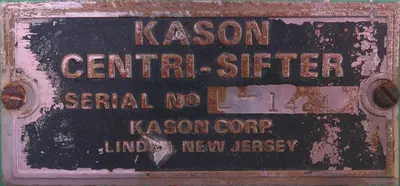 SPC8876  Screener and Sifter 7.3 sq.ft. Kason Corp. centrifugal screener, CS