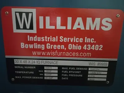 Used 2022 WILLIAMS 30X48X24IQ Heat Treating Units Ohio US | HGR 24 #1519966