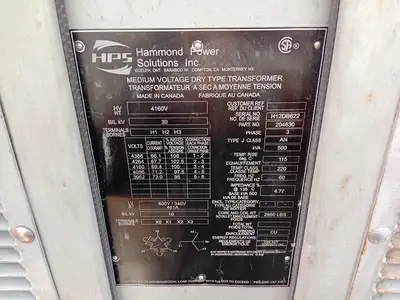 Underground Substation w/ 500 kVA Transformer, 4160V HV, 600Y/346V LV