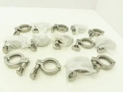 1-1.5 Steel Bolted Sanitary Clamp 304SS 1" to 1-1/2" Pipe Lot of 14
