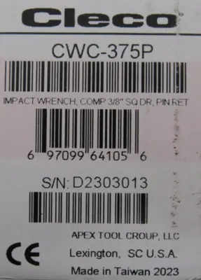 NEW CLECO CWC-375P IMPACT WRENCH 3/8" CWC375P
