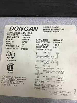 Used DONGAN 80-1035 Transformers Michigan US | Ideal Machinery #1284045