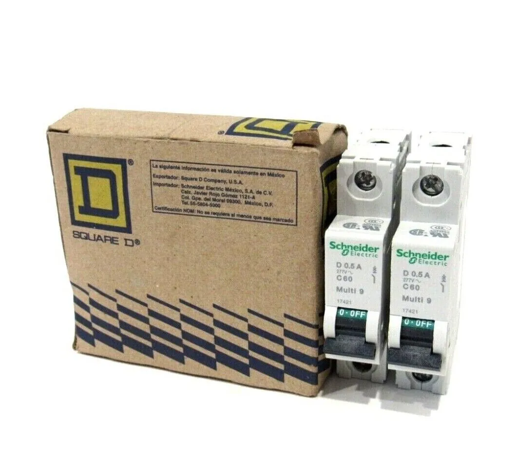 LOT OF 2 NEW SQUARE D 17421 CIRCUIT BREAKERS D0.5 A C60 MULTI 9