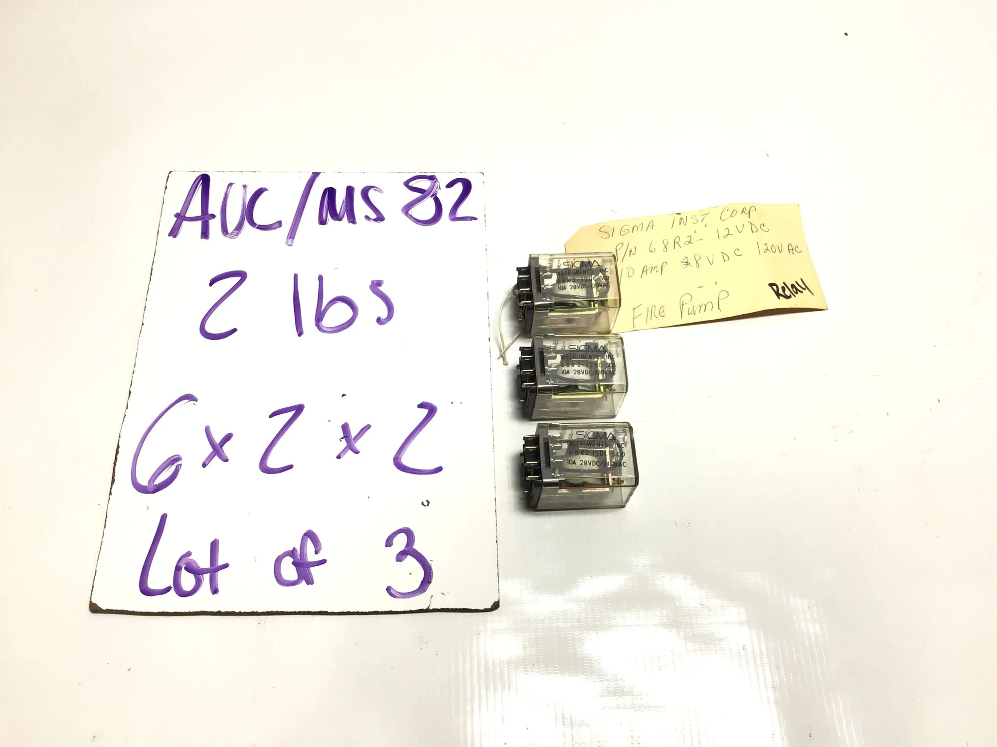 Sigma Relay 68R2-12DC-SCO 10A 28VDC/120VAC (Lot of 3)