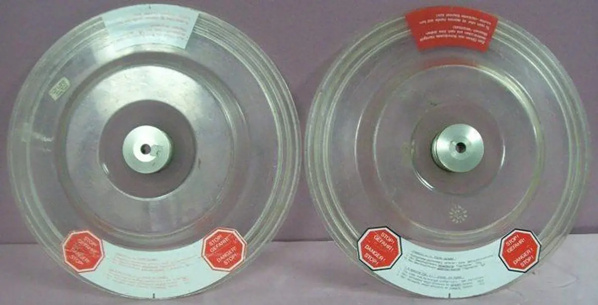 QTY. 2. CENTRIFUGE LIDS CLEAR WITH STAINLESS STEEL...
