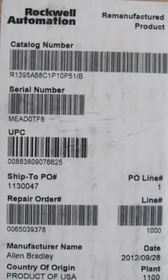 REFURBISHED ALLEN BRADLEY 1395-A68-C1-P10-P51-X1 DC DRIVE 15HP SER.B
