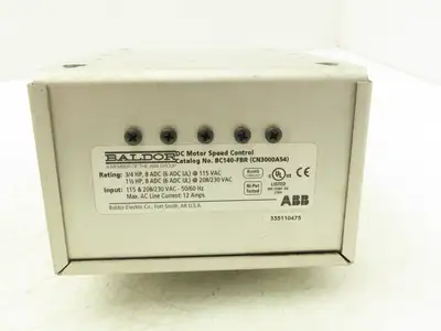 Baldor ABB BC140-FBR DC Motor Speed Control Drive 115/230V Input  8 ADC Output