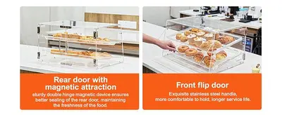 Pastry Display Case, 2-Tier Commercial Countertop Bakery Acrylic  Display Case - 20.7" wide