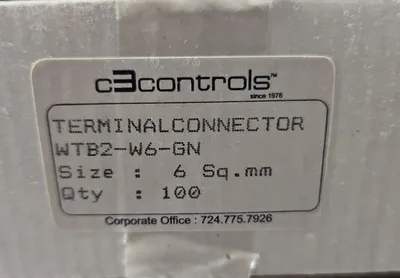 C3CONTROLS WTB2-W6-GN TERMINAL BLOCK CONNECTORS 600V 50A-Box with 80 Loc3E-38