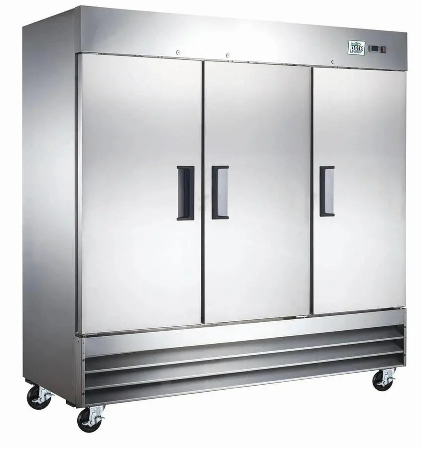 Elite Stainless Steel Solid Three Door Reach-In Refrigerator