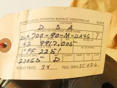 Kunkle FF2251 Safety Relief Steam Valve 1"x 1" Flanged 42 PSI