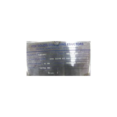 Unused Fox 6" Stainless Conveying Venturi Eductor for solids - ceramic lined!