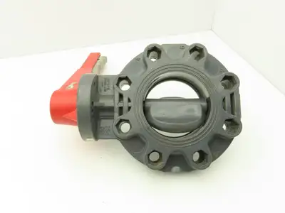 Spears 4" CPVC Butterfly Valve PVC Disc 8-Bolt w/Handle 150psi