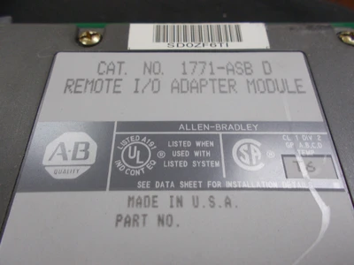 USED Allen-Bradley 1771-ASB SERIES D Firmware F