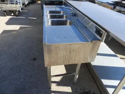 Used Eagle Used Eagle Under bar Stainless Steel Commercial 3 Compartment Sink - SS26 Sinks Illinois US | Falcon Restaurant Supply #1376455